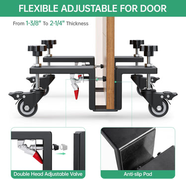 Door Installation Tool Kit - 2 Pcs Door Installation Dolly, Heavy Duty Door Board Dolly for 1-3/8" to 2-1/4" Door Installation Tools for Pre Hung Door Lifter Up to 1000 Lbs