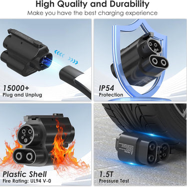 NACS to CCS1 Charging Adapter,Max 250KW Supercharger [Max 500A, 1000V] fit for Rivian,Ford,Mustang,GM EVs,Volvo,Polestar,Tesla Supercharger Adapter,fit for Tesla V1/V2/V3/V4 DC