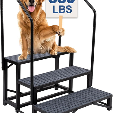 3-Step RV Steps with Dual Handrails – Heavy-Duty RV Stairs for Camper, Hot Tub, Trailer & Porch with Non-Slip Mats