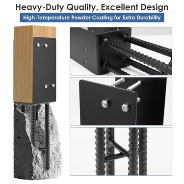 4x4 Post Base Bracket Heavy Duty, Pergola Brackets & Fence Post Anchor, Metal 4x4 Post Sleeve for Wood Posts, Secure Deck & Mailbox Post, Rust Resistant Metal Post Protector (Black, 1 Pack)