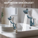 1080° Rotatable Bathroom Faucet, 1 Hole Single Handle Bathroom Faucet with 4 Water Outlet Modes, Brushed Swivel Arm Faucet for Bathroom Kitchen and RV