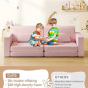 Modular Kids Play Couch 10PCS, Kids Couch 3s Instant Inflating, Nugget Couch Kids for Boys and Girls, Creative and Convertible Kids Couch for Playroom, Bedroom, Classroom, Pink