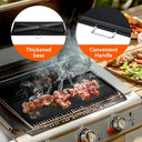 LotFun 32" x 15" Carbon Steel Cooking Griddle for Outdoor Gas Grill, Universal Griddle Flat Top Plate Insert with Grease Groove and Removable Handles for Electric/Charcoal/Gas Grill, Camping,Party