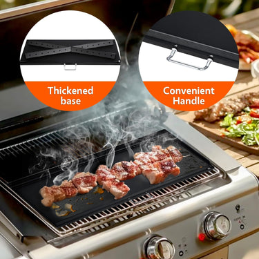 LotFun 32" x 15" Carbon Steel Cooking Griddle for Outdoor Gas Grill, Universal Griddle Flat Top Plate Insert with Grease Groove and Removable Handles for Electric/Charcoal/Gas Grill, Camping,Party