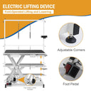 Electric Dog Grooming Table 50 inch with Foot-operated, Professional Heavy Duty Pet Grooming Table for Dogs at Home, Aluminium Adjustable Overhead Arm & Tool Organizer, Large Pet Grooming Station