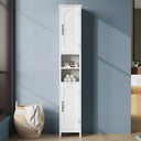 67“ Tall Bathroom Storage Cabinet with Lights, Slim Narrow Bathroom Cabinet Organizer with Doors and Adjustable Shelves, Freestanding Towel Cabinet for Small Space,White