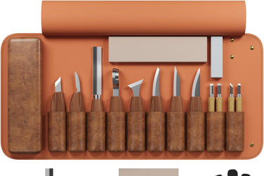 RexTact Wood Carving Kit Deluxe Hand Carving Tool Set, 16 Wood Whittling Kit High-Carbon Steel, Wood Art Tools 8 Whittling Knives & 4 Detail Carving Knives for Beginner &Professional Christmas Gift