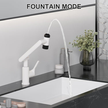 Bathroom Sink Faucet, Single Handle Bathroom Faucet with 4 Water Outlet Modes, Bathroom Faucet 1 Hole with 360° Rotatable, Faucets for Bathroom Sinks, Bar, RV, White