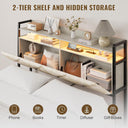 Headboard Queen Size with 2-Tier Open Space and Pull-Out Hidden Storage, Upholstered Headboard with Charging Station, Height Adjustable Sturdy Queen Bed Head Only, Easy Assembly, Ivory