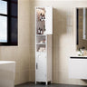 67“ Tall Bathroom Storage Cabinet with Lights, Slim Narrow Bathroom Cabinet Organizer with Doors and Adjustable Shelves, Freestanding Towel Cabinet for Small Space,White