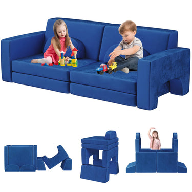 Modular Kids Play Couch 10PCS, Kids Couch 3s Instant Inflating, Nugget Couch Kids for Boys and Girls, Creative and Convertible Kids Couch for Playroom, Bedroom, Classroom, Pink