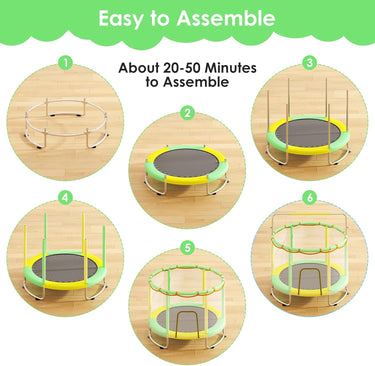 Trampoline for Kids, Upgrade Full Anti-Rust 440lbsToddler Trampoline with Net, 60'' Upgraded Ring Legs Trampoline with Adjustable Gymnastics Bar&Toys, Gifts for Ages 1-8 Boys&Girls(Yellow)
