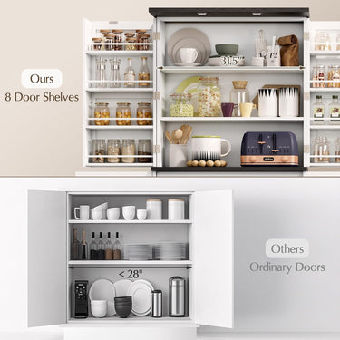 72" Tall Pantry Cabinet, 31.5" W Larger Farmhouse Kitchen Pantry Cabinet with Barn Doors, Hidden Drawer and 4 Shelves, Wood Versatile Storage Cabinet for Kitchen, Dining Room, Living Room