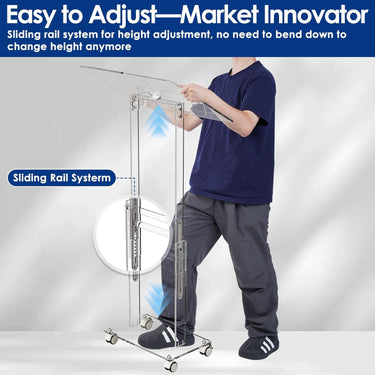 Acrylic Podium Stand,49"H Rolling Podium with Lockable Wheels,Height & Angle Adjustable Lecterns & Podiums, Portable Podium for Classroom,Teachers,Pulpits for Churches,Speech, Clear