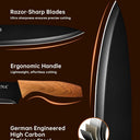 EUNA Knife Block Set, 19 PCS Kitchen Knife Set with Acrylic Block and Sharpener, German High-Carbon Stainless Steel Knife Sets with 6 Serrated Steak Knives, Bread Knife, Chef Knife, Dishwasher Safe