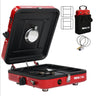 2 Burner Camping Stove with Carrying Bag,Windscreen&Table, Foldable Propane Camp Stove with 17,200 BTU for Camping, Outdoor Cooking, Portable Gas Stove with Adjustable Burner for BBQ,Green