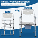Bedside Commode, 4 in 1 Portable Toilet for Adults with Upgraded Oversized Bucket and Padded Seat, Adjustable Height Commode Toilet Chair Shower Chair for Elderly Handicap, 440LB.Weight Capacity