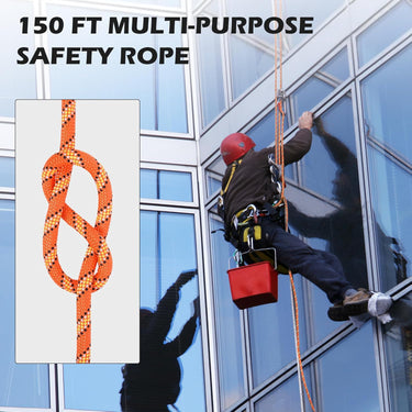 Arborist Rigging Rope (1/2 in x 150 ft), Braided Polyester Rope, Outdoor Climbing Rope High Strength Rope for Rock Hiking Camping Construction Climbing Swing Sailing, Orange