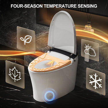 Smart Toilet with Bidet Built in, Built in Tank with Powerful Flush, Auto Open/Close Lid, Foot Sensor Operation, Intelligent Induction Heat Seat, Smart Bidet Toilet with Instant Warm Water