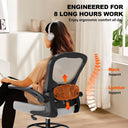 Synorla Ergonomic Drafting Chair, Tall Office Chair with Flip-up Armrests, Breathable Mesh High Desk Chair with Lumbar Support Adjustable Footrest Ring for Standing Desk, Home Office Studio