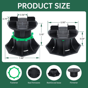 8 PCS Deck Blocks, Tuff Blocks Deck Foundation with Stone Accessories & Rubber Pads, Adjustable Deck Support Pedestal(3.54" to 4.65") - Deck Footings Without Digging,Special Dad's Gift