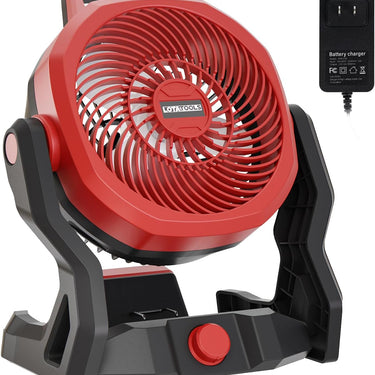 Portable Fan Compatible with milwaukee 18V Battery, 650 CFM Battery Operated Fan, Jobsite Fan 30dB Low Noise, Cordless Ventilador, Ideal for Travel, Work, with Hidden Hook for Hanging
