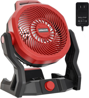 Portable Fan Compatible with milwaukee 18V Battery, 650 CFM Battery Operated Fan, Jobsite Fan 30dB Low Noise, Cordless Ventilador, Ideal for Travel, Work, with Hidden Hook for Hanging