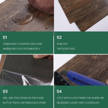 Peel and Stick Floor Tile 36 Pack 54 Sq.Ft, Waterproof Vinyl Flooring Peel and Stick for Office, Living Room, Bathroom, Kitchen - Unique Design, Easy to Install Vinyl Floor, Brown