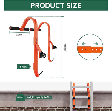 Ladder Roof Hook Ridge, Extension Ladder Stabilizer with Wheel, Rubber Grip T-Bar for Damage Prevention, Double Screw Fixing Ladder Hooks for Roof,Special Dad's Gift