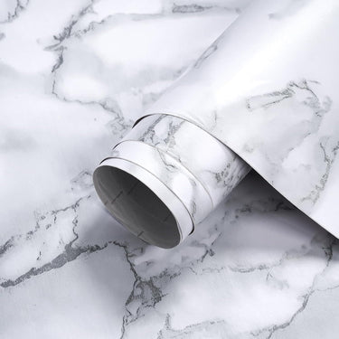 White Marble Peel and Stick Wallpaper,17.7"x196.8",Self-Adhesive and Removable Granite Contact Paper for Furniture Makeover, Deal for Updating Old Furniture in Kitchen,Bedroom,Bathroom