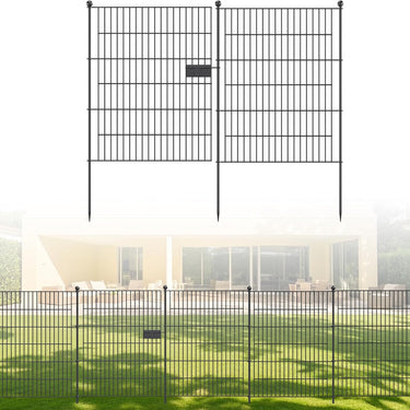 4 Panels Metal Garden Fence with Gate,36 in H x 10 ft L Garden Fencing Animal Barrier,Garden Decorative Fence Outdoor Rustproof for Yard Patio Flower Bed Lawn