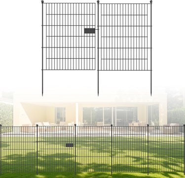 4 Panels Metal Garden Fence with Gate,36 in H x 10 ft L Garden Fencing Animal Barrier,Garden Decorative Fence Outdoor Rustproof for Yard Patio Flower Bed Lawn