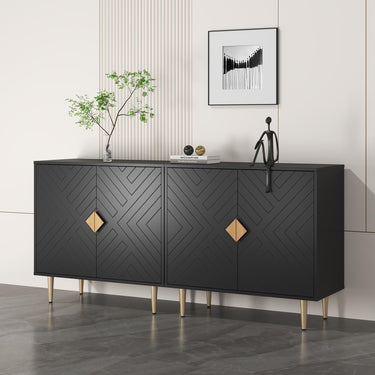 Sideboard Cabinet, 31.5'' Modern Buffet Cabinet with Storage, Credenza Buffet Table with 2 Doors and Adjustable Shelf, Sideboard Buffet Cabinet for Living Room, Kitchen and Entryway, Black