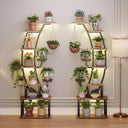 LotFun Plant Stand Indoor with Grow Lights, 9 Tiered Indoor Metal Plant Shelf 2 Pack, 64" Tall Plant Stand for Indoor Plants Multiple, Curved Shape Rack Plant Holder, Large Holder Display Shelf for Living Room, Garden, Patio
