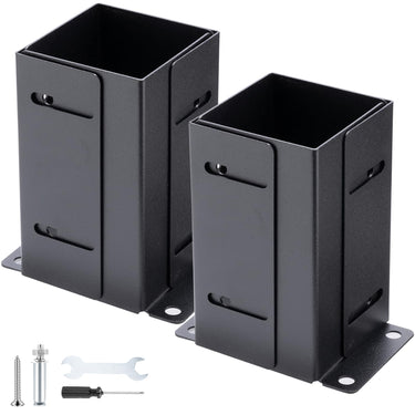 4x4 Post Base 4PCS – Heavy-Duty Post Anchors (Inner Size 3.5"x3.5"), Thick Steel, Black Powder-Coated Pergola Brackets, Fence Post Anchor, Deck & Mailbox Post Brackets