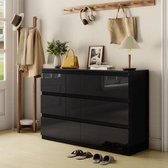 Wood Dresser for Bedroom, 6 Drawer Dresser for Clothes Storage, Modern Black Dresser with Wide Drawers, Wide Wooden Chest Drawers for Living Room, Entryway, TV Stand(47" W x15.4 Dx32.3 H)