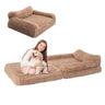 72" Foldable Human Dog Bed for Adults, Fluffy Faux Fur with Blanket, Orthopedic Washable Dog Bed with Memory Foam and Water Repellent Liner Extra Large Thick for Pet