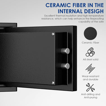 Fireproof Safe with Fire Video,1.0 Cubic Feet Class A Fireproof Standard Digital Safe Box Fireproof for Home&Office,Alloy Steel Fire Proof Safe for Document Money Jewelry Valuables,Black