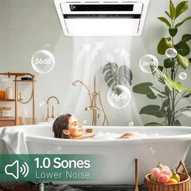 Bathroom Exhaust Fan with Light and Heater, 4 in 1 Bathroom Fan with Heater, 1700W Heating Power, 140 CFM Remote Control, Quiet & Powerful for Ventilation, Lighting, Heating, and Drying
