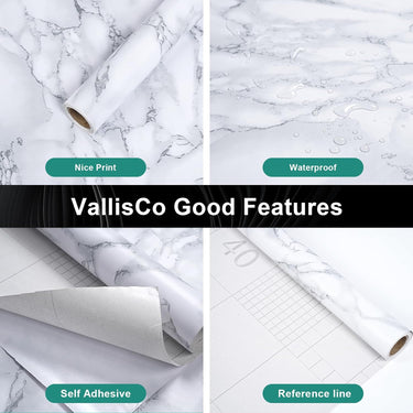 White Marble Peel and Stick Wallpaper,17.7"x196.8",Self-Adhesive and Removable Granite Contact Paper for Furniture Makeover, Deal for Updating Old Furniture in Kitchen,Bedroom,Bathroom