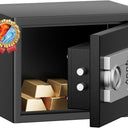 Fireproof Safe with Fire Video,1.0 Cubic Feet Class A Fireproof Standard Digital Safe Box Fireproof for Home&Office,Alloy Steel Fire Proof Safe for Document Money Jewelry Valuables,Black