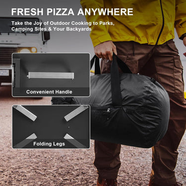 LotFun Outdoor Pizza Oven 11" – Portable Wood Fired Pizza Oven with Pizza Stone, Pizza Shovel and Pizza Cutter, Stainless Steel Pizza Oven for Backyard Patio