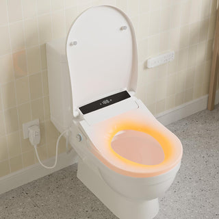 Smart Bidet Toilet Seat, Round Shape Heated Toilet Seat with Instant Warm Water, Adjustable Warm Air Dryer, 3 Cleaning Mode, LED Display, Night Light, and Dual Control Options. (Round)