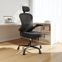 Ergonomic Office Chair Big and Tall, 350LBS Capacity, 6'5" Tall Max, Home High Back Desk Chair for Long Hours Comfortable, Adjustable Lumbar Support and Headrest, Flip-up Arm and PU Wheels, Black