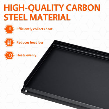 LotFun 32" x 15" Carbon Steel Cooking Griddle for Outdoor Gas Grill, Universal Griddle Flat Top Plate Insert with Grease Groove and Removable Handles for Electric/Charcoal/Gas Grill, Camping,Party