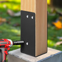 4x4 Post Base Bracket Heavy Duty, Pergola Brackets & Fence Post Anchor, Metal 4x4 Post Sleeve for Wood Posts, Secure Deck & Mailbox Post, Rust Resistant Metal Post Protector (Black, 1 Pack)