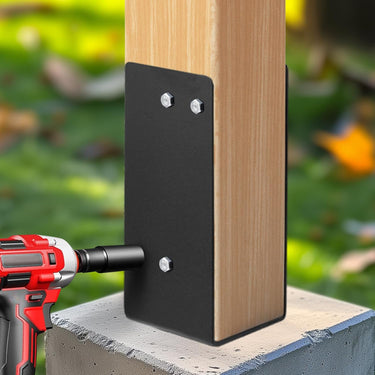 4x4 Post Base Bracket Heavy Duty, Pergola Brackets & Fence Post Anchor, Metal 4x4 Post Sleeve for Wood Posts, Secure Deck & Mailbox Post, Rust Resistant Metal Post Protector (Black, 1 Pack)