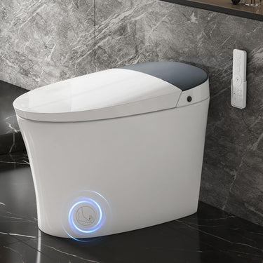 Smart Toilet with Bidet Built in, Built in Tank with Powerful Flush, Auto Open/Close Lid, Foot Sensor Operation, Intelligent Induction Heat Seat, Smart Bidet Toilet with Instant Warm Water