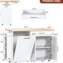 Kitchen Island with Hidden Trash Can Storage, Rolling Kitchen Island with Storage, Drop Leaf, 3-Tier Spice Rack, Towel Rack & Drawer, Portable Island for Kitchen