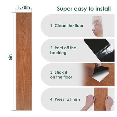 36-Pack Peel and Stick Vinyl Flooring - Self-Adhesive Waterproof Vinyl Flooring for Bedroom, Kitchens, Living Spaces, Unique Design, Easy to Install Vinyl Floor Covers 54 Sq. Ft Dark